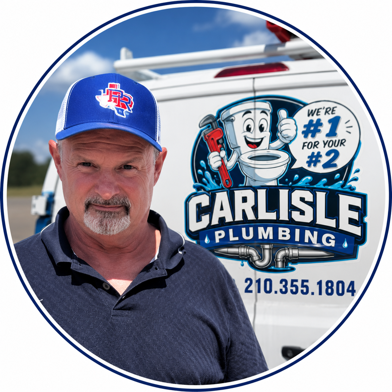 Owner of Carlisle Plumbing standing by his service van